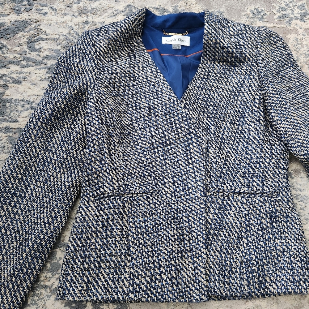 Calvin Klein | NWT 2 Pc Tweed Blazer & Pencil Skirt Set - Picture 9 of 12